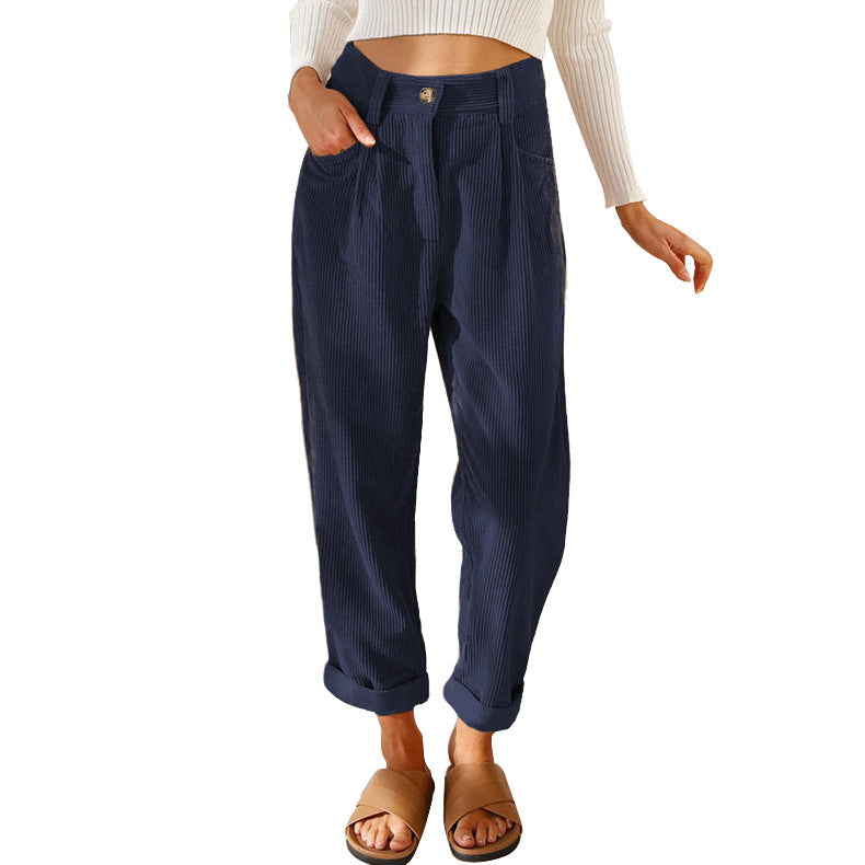Baggy Corduroy Straight Pants Oversized Elegant