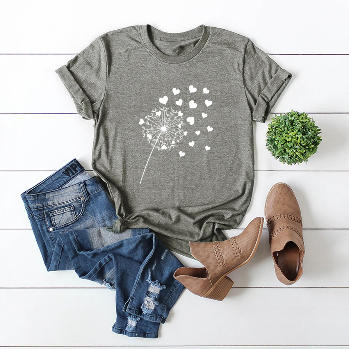 Dandelion Printed Cotton Short-sleeved T-shirt