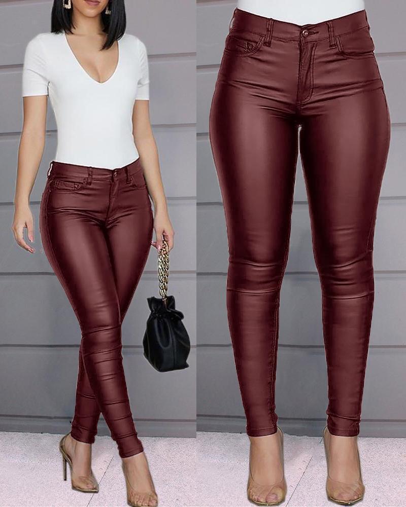 Pure Color Casual Sexy Feet Pants