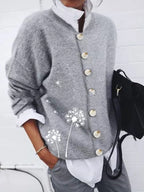 Cardigan Top Cashmere Wool Printing Long Sleeved Sweater