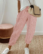 Summer Stripes Casual Pants Loose Elastic Waist