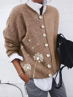 Cardigan Top Cashmere Wool Printing Long Sleeved Sweater