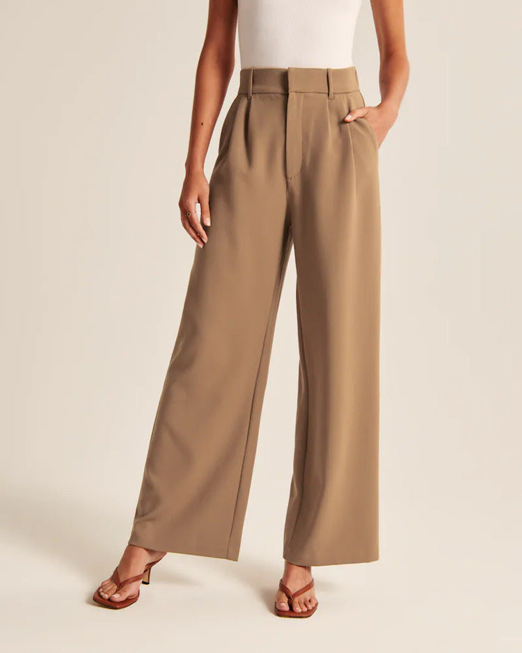 High Waist Straight Pants Trousers with pockets