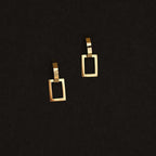Semicircle Rectangular Frame Pure 9k Gold Stud Earrings