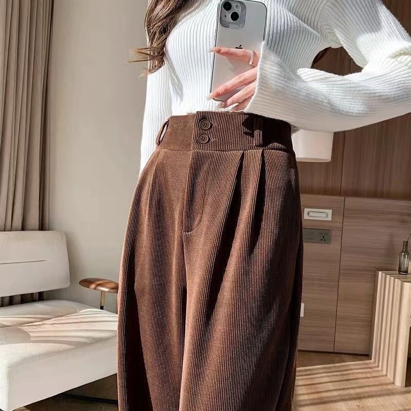Chenille Fleece Wide-leg Pants