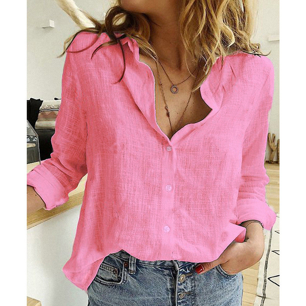 Casual Loose Long-sleeved Linen Shirt