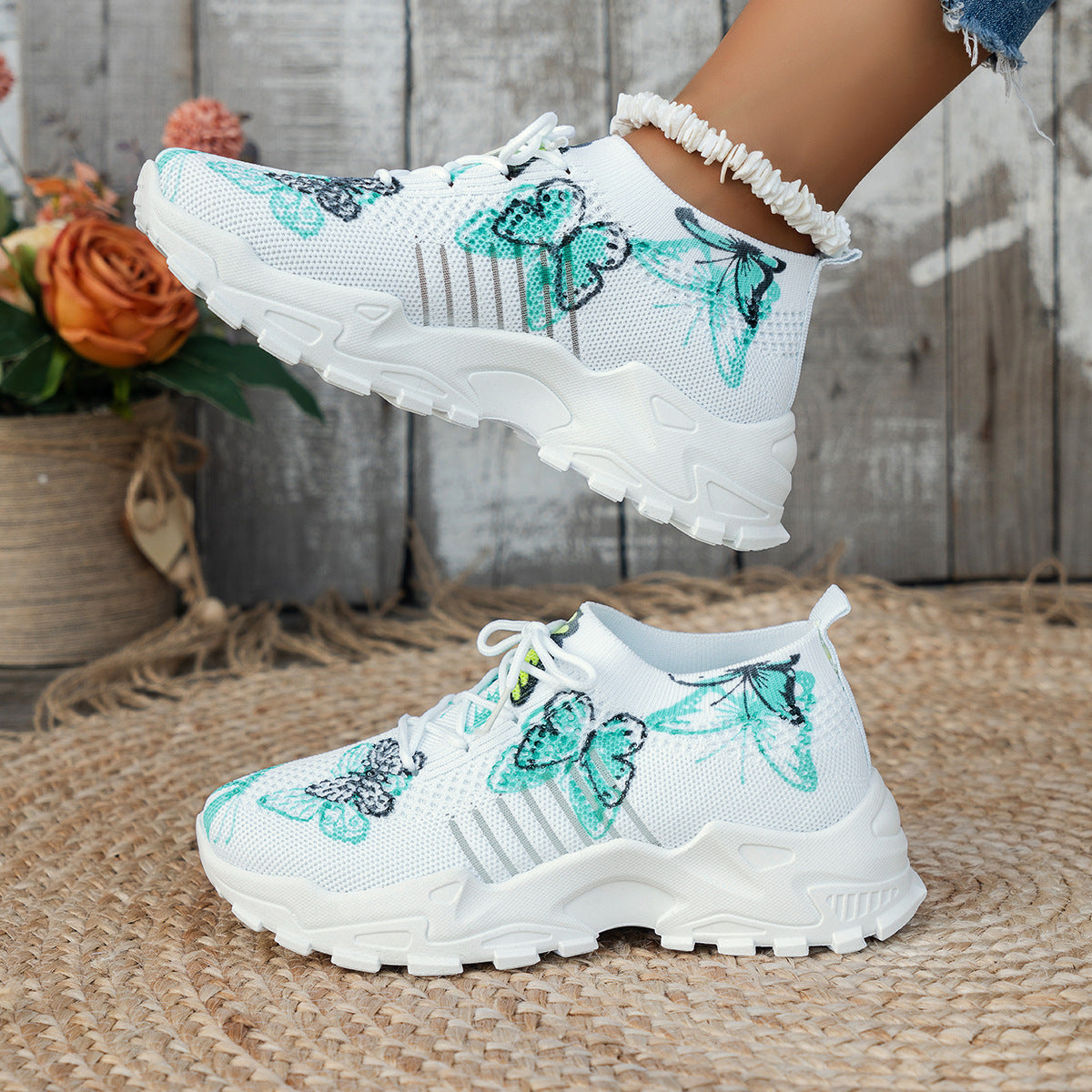 Mesh Sneakers Women's Flat Heel Casual Shoes