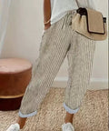 Summer Stripes Casual Pants Loose Elastic Waist