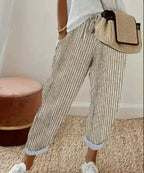 Summer Stripes Casual Pants Loose Elastic Waist