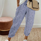 Summer Stripes Casual Pants Loose Elastic Waist