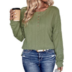 Green Button Jacquard Sweater