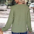 Green Button Jacquard Sweater