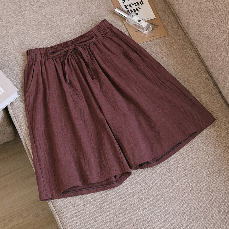 Cotton And Linen Loose Shorts