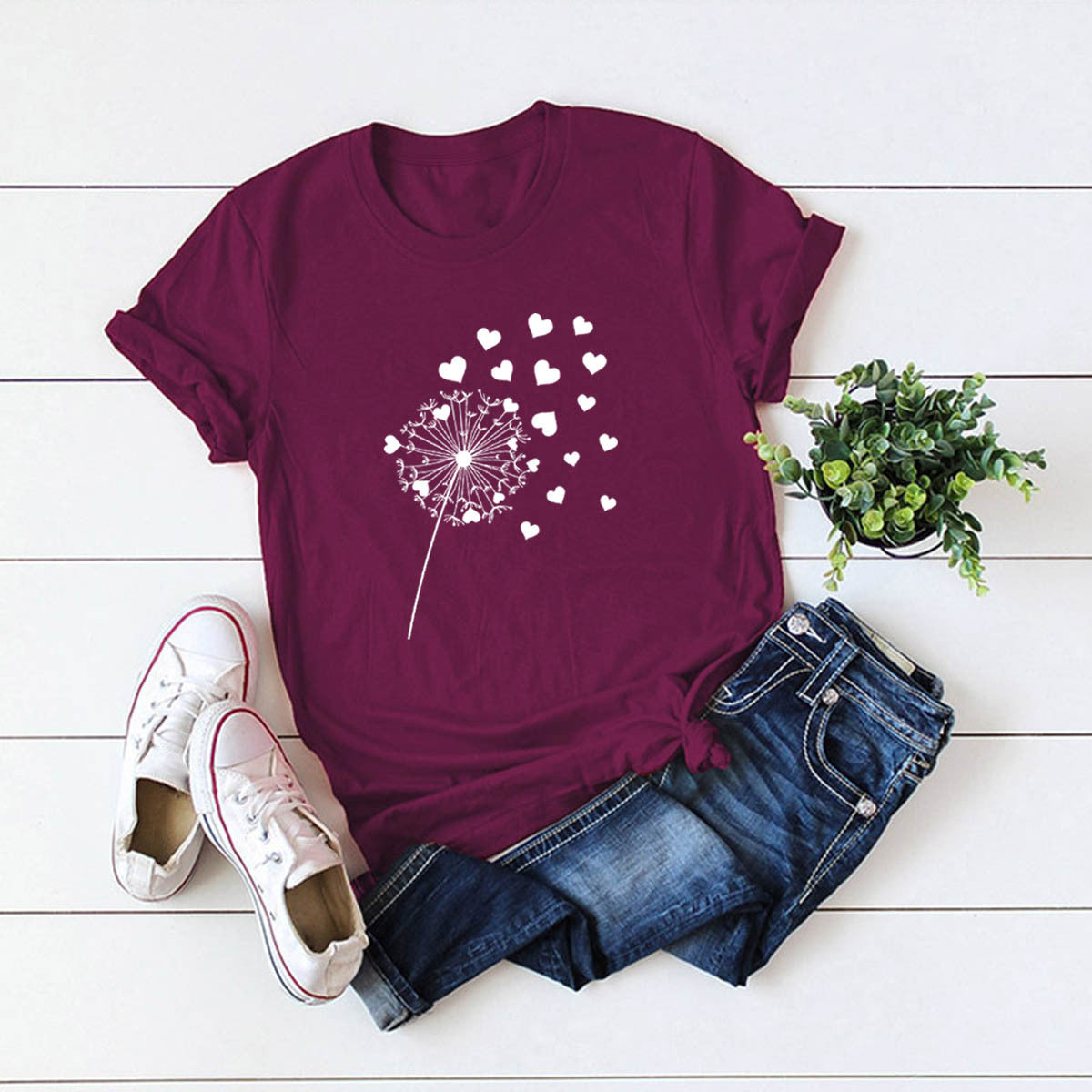 Dandelion Printed Cotton Short-sleeved T-shirt