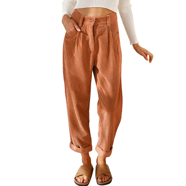 Baggy Corduroy Straight Pants Oversized Elegant