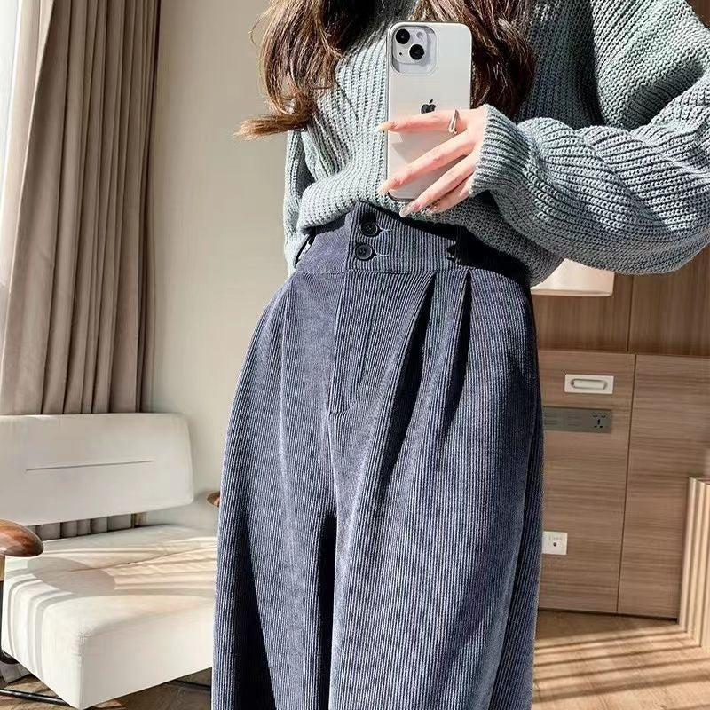 Chenille Fleece Wide-leg Pants
