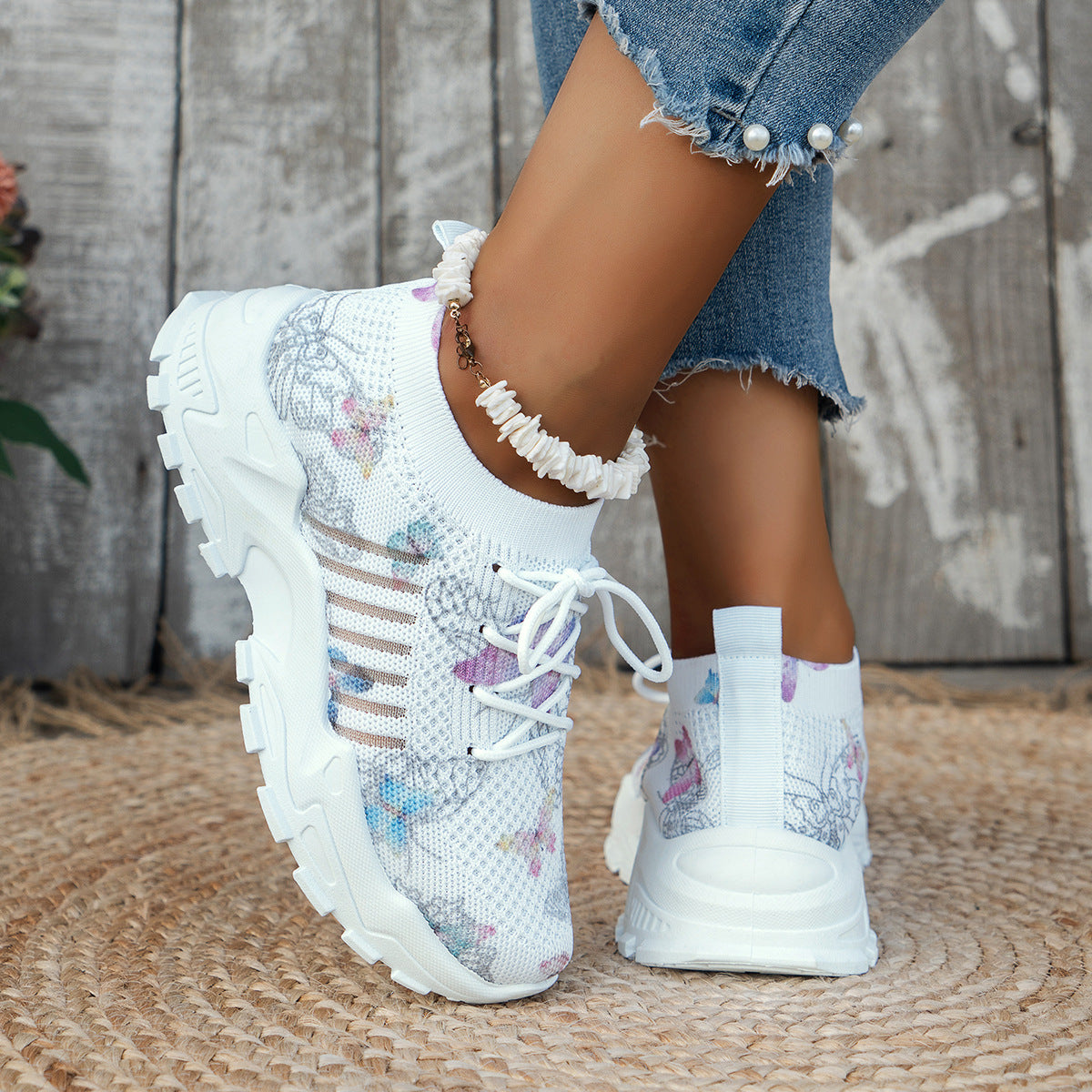 Mesh Sneakers Women's Flat Heel Casual Shoes