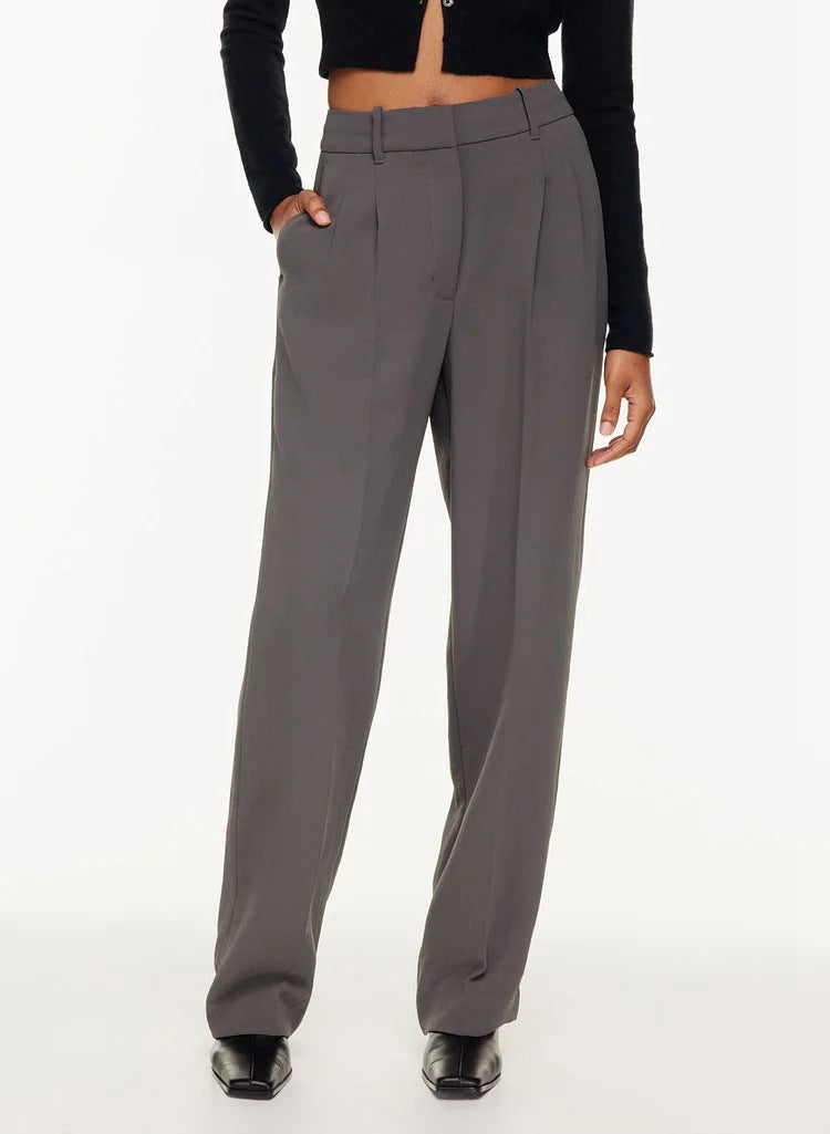 High Waist Straight Pants Trousers with pockets