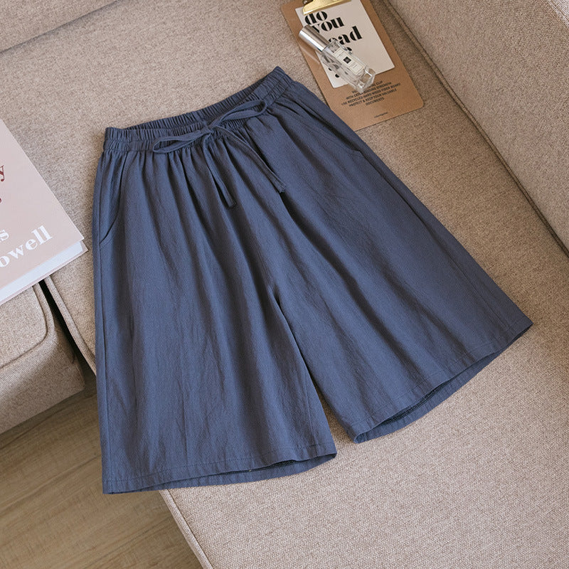 Cotton And Linen Loose Shorts