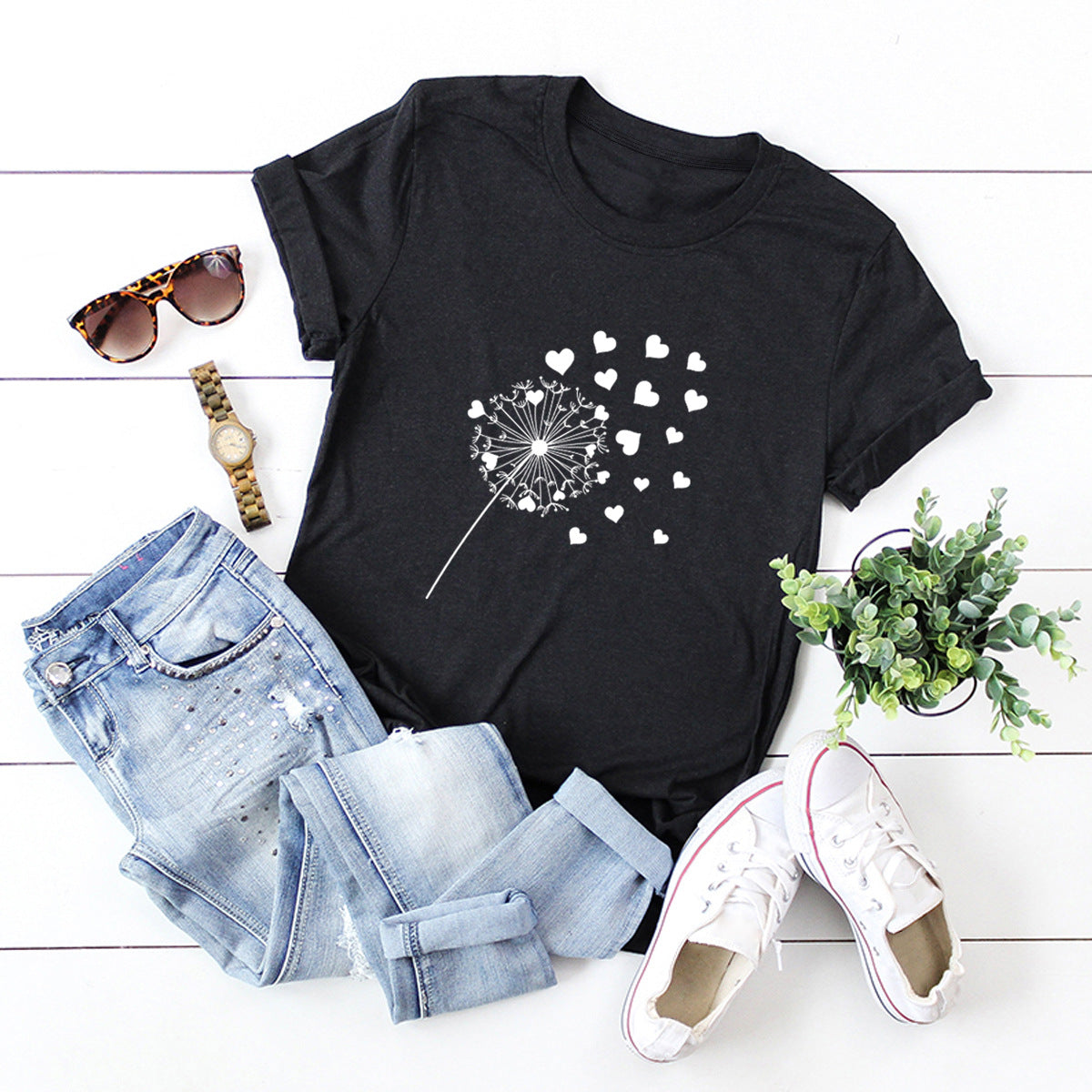 Dandelion Printed Cotton Short-sleeved T-shirt