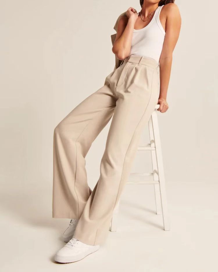 High Waist Straight Pants Trousers with pockets