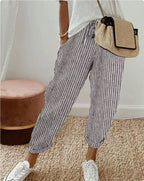 Summer Stripes Casual Pants Loose Elastic Waist