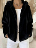 Fall Winter Hooded Casual Zip Coat