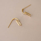 Semicircle Rectangular Frame Pure 9k Gold Stud Earrings
