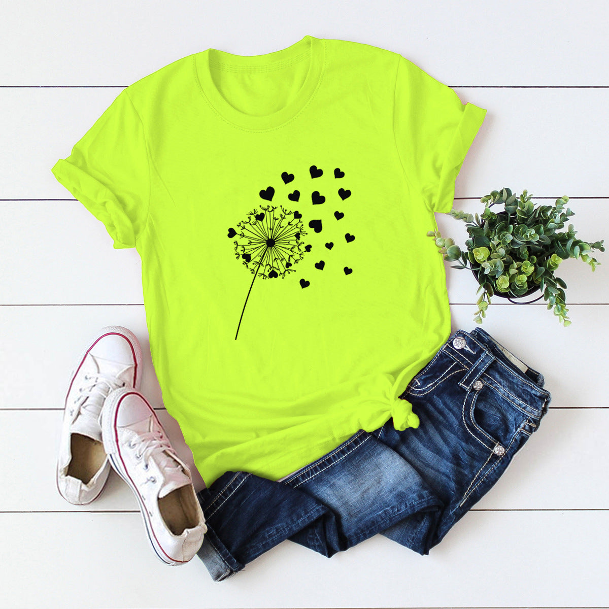 Dandelion Printed Cotton Short-sleeved T-shirt