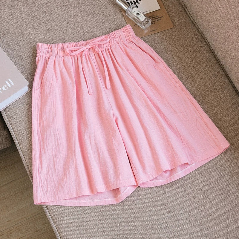 Cotton And Linen Loose Shorts