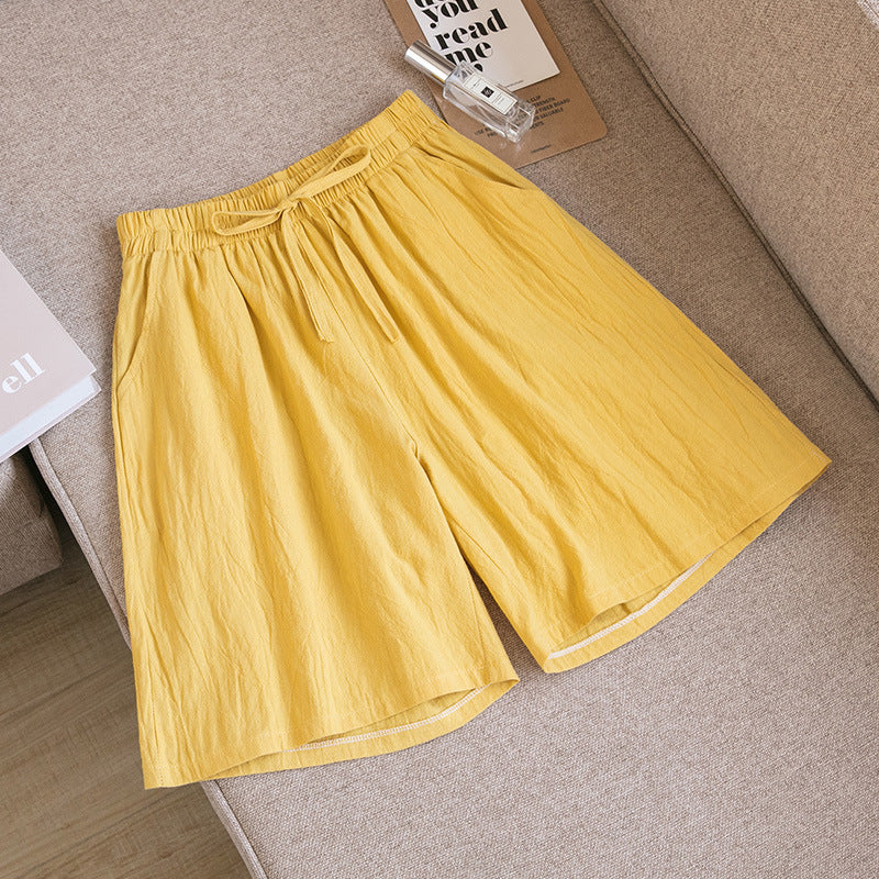 Cotton And Linen Loose Shorts
