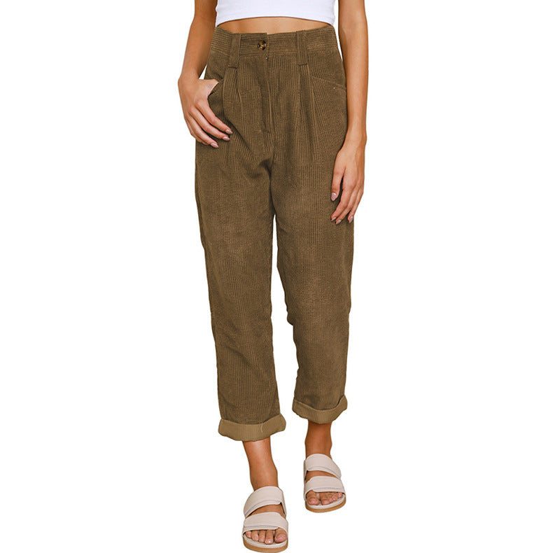 Baggy Corduroy Straight Pants Oversized Elegant