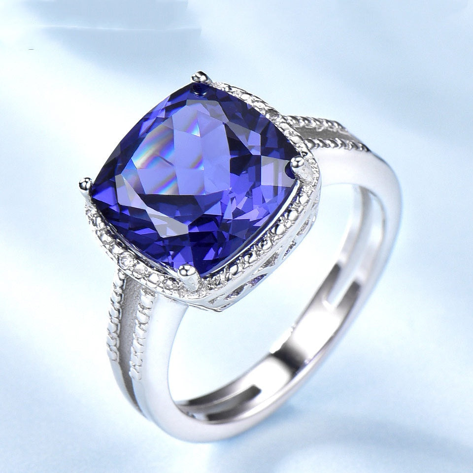 925 Sterling Silver Ring Luxury Tanzanite