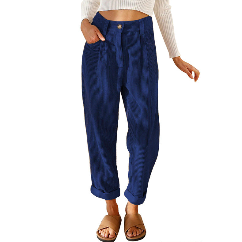 Baggy Corduroy Straight Pants Oversized Elegant