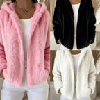 Fall Winter Hooded Casual Zip Coat