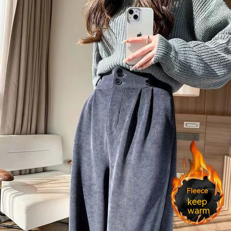 Chenille Fleece Wide-leg Pants