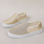 Round Toe Flat Shoes With Sequined Loafers