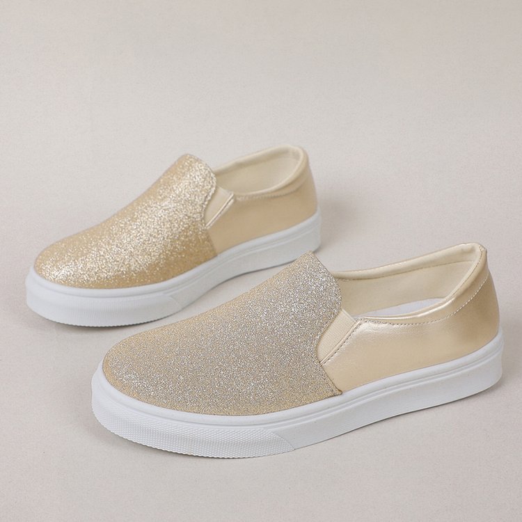 Round Toe Flat Shoes With Sequined Loafers