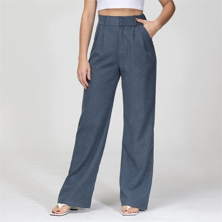 High Waist Straight Pants Trousers with pockets