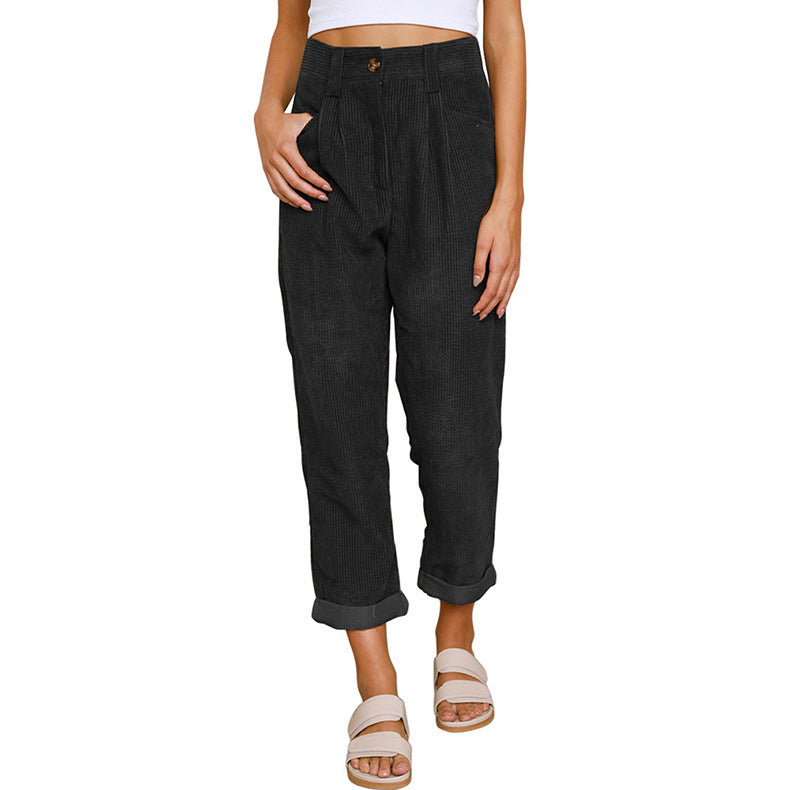 Baggy Corduroy Straight Pants Oversized Elegant