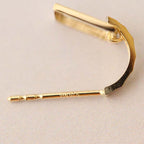 Semicircle Rectangular Frame Pure 9k Gold Stud Earrings