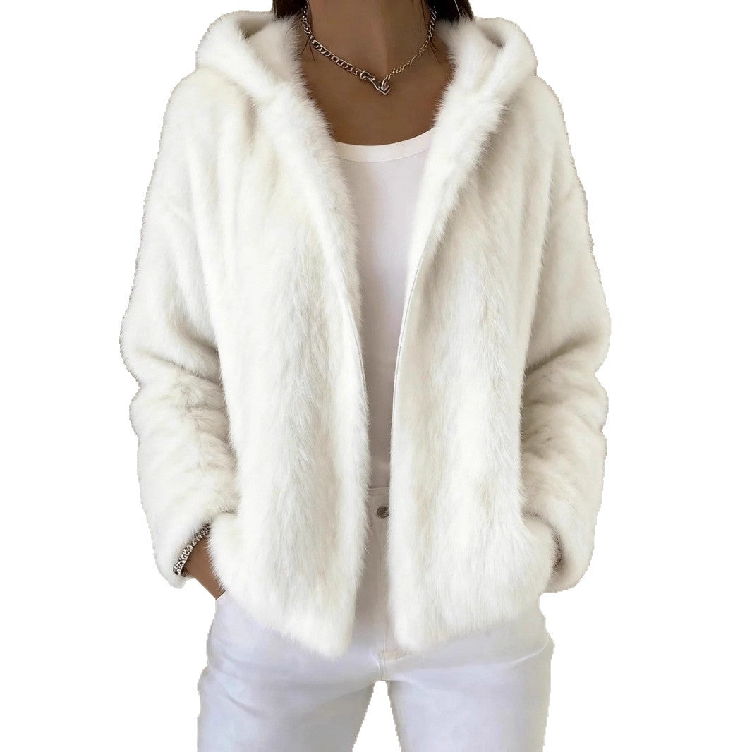 Fall Winter Hooded Casual Zip Coat