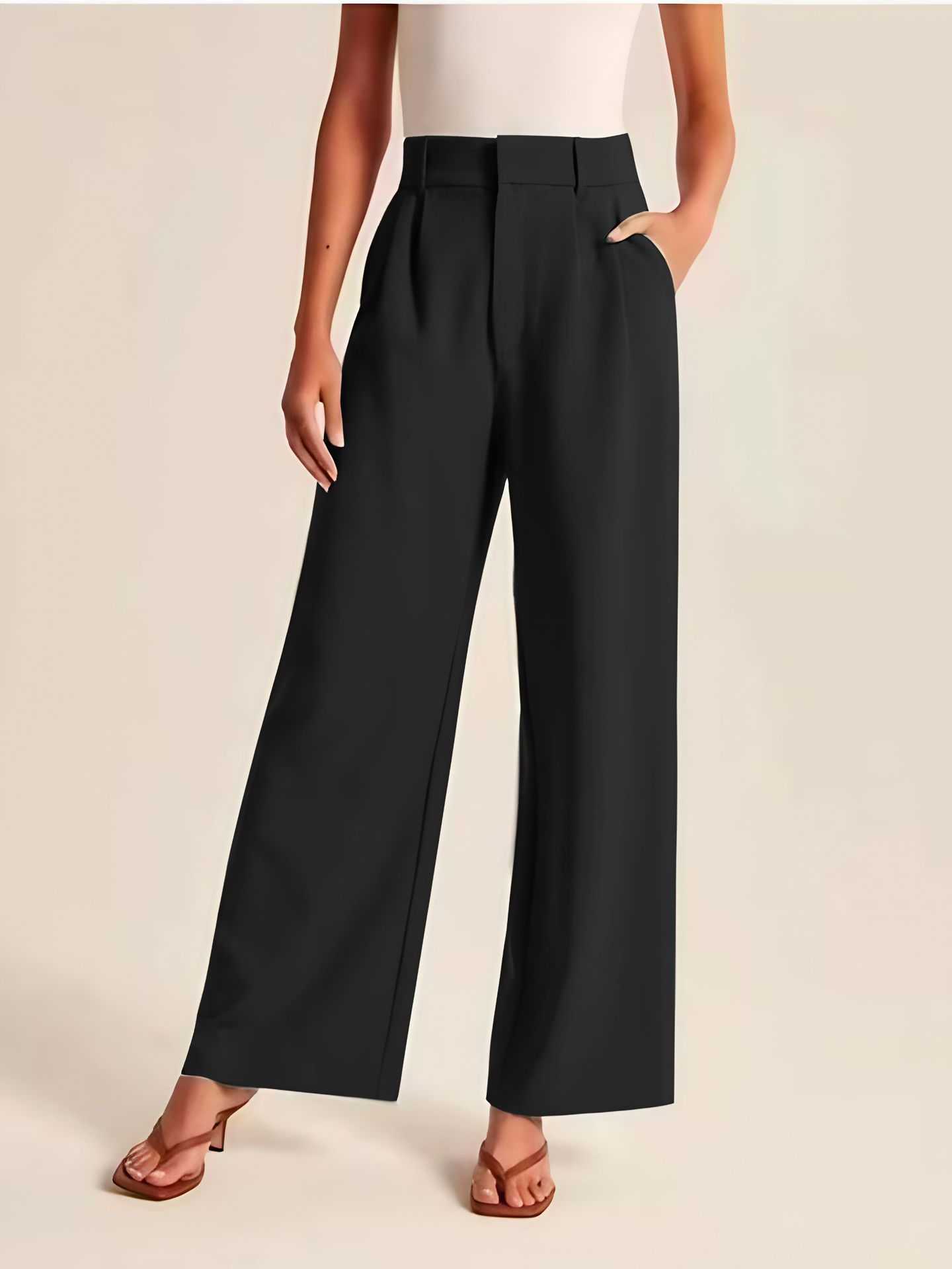 High Waist Straight Pants Trousers with pockets