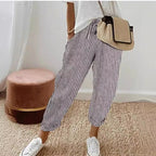 Summer Stripes Casual Pants Loose Elastic Waist