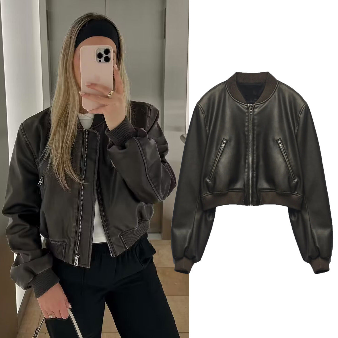 Stand Collar Motorcycle Pilot Jacket