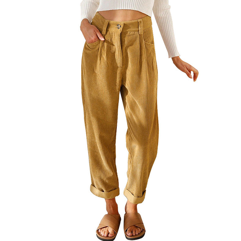 Baggy Corduroy Straight Pants Oversized Elegant