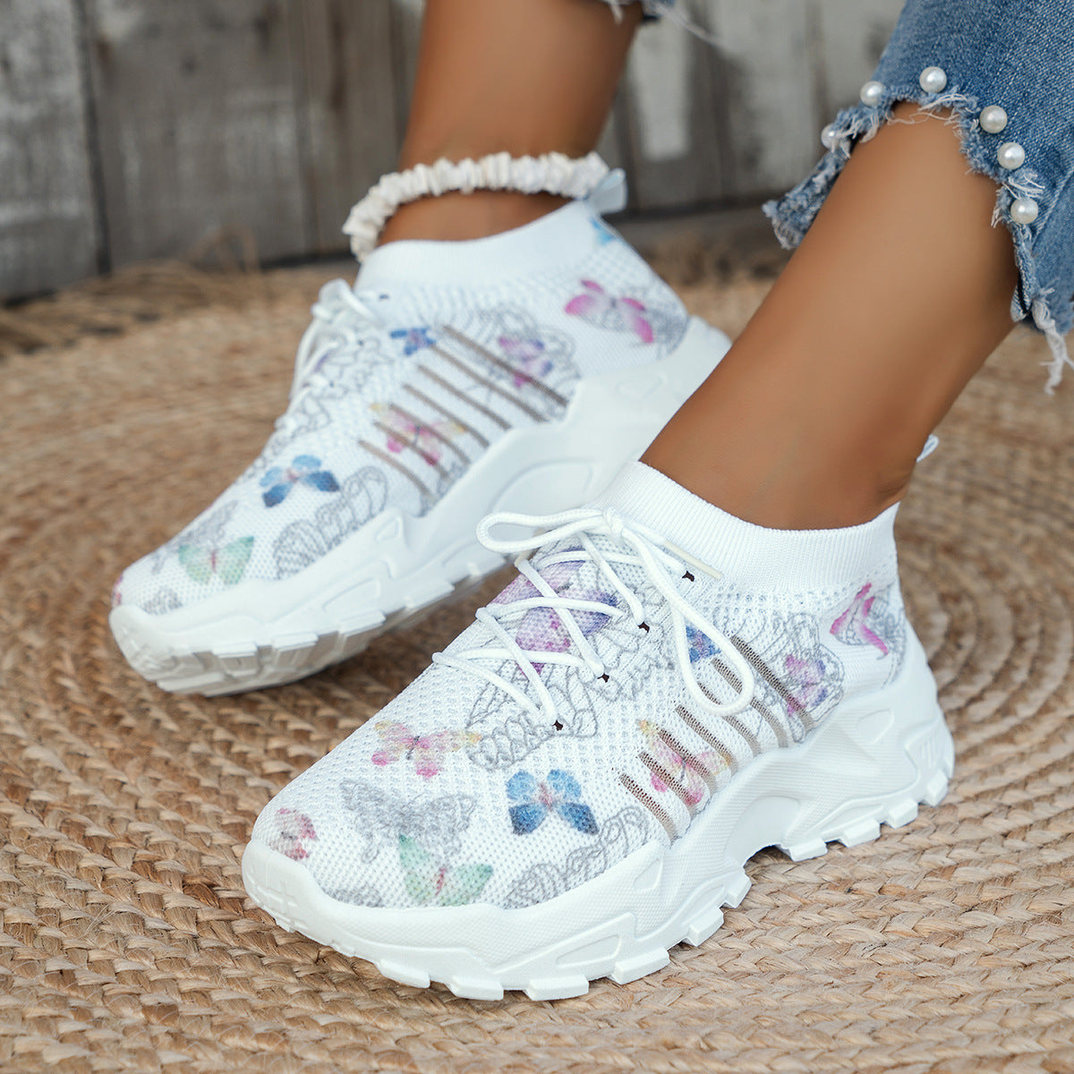 Mesh Sneakers Women's Flat Heel Casual Shoes
