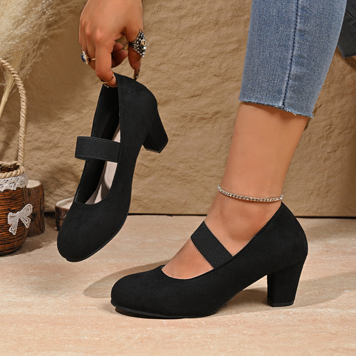 Arrival French-style Elegant Chunky-heel Large-size Pumps
